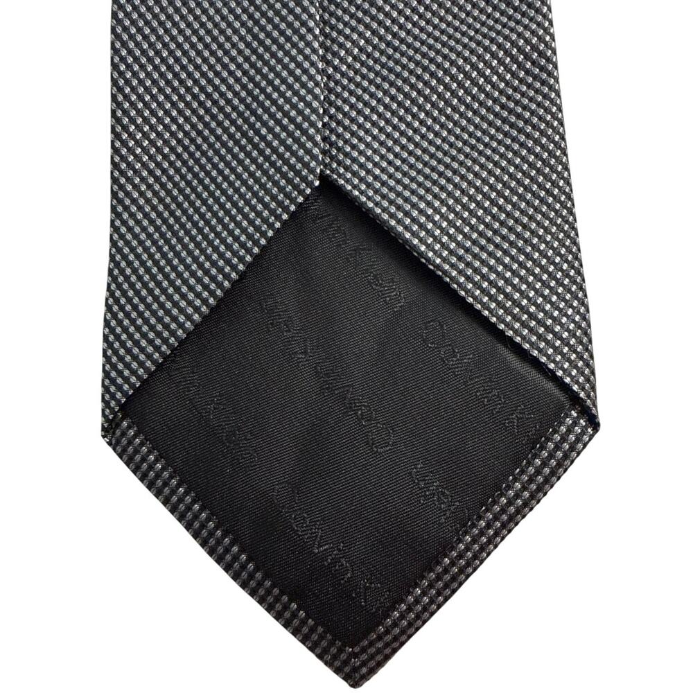 Calvin Klein Men’s Silk Tie Black Gray Geometric Woven Necktie - Picture 2 of 6